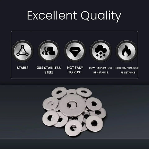 Front view: Fender washers set, 10 pcs, 304 stainless steel, 2 in outer diameter, 1/2 in hole, 0.12 in thick