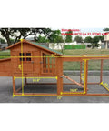 Deluxe Large Wood Chicken Coop With Nesting Box And Run For 3 To 5 Chickens Durable Fir Construction Easy Clean Tray setup
