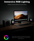 2.1 Computer Speakers With Subwoofer For PC Desk Setup, Crisp Bass, 80W Peak Power, Bluetooth 5.4, RGB Lighting on desk setup