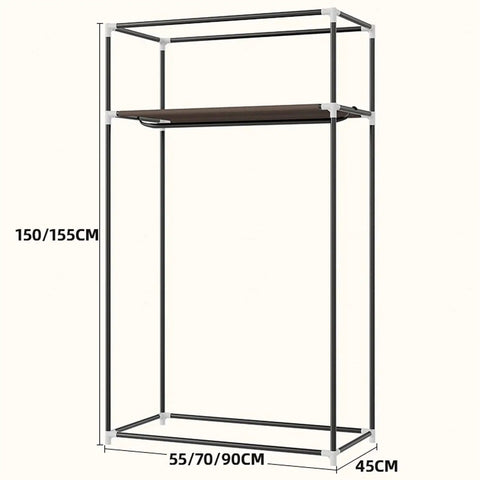 Solid Frame Canvas Wardrobe With Hanging Rod And Multi Shelves For Streamlined Clothes Organization Heavy Duty Steel Portable Clothing Closet With Protective Fabric Cover No Sweat Setup For Dorms Or Bedrooms Pink