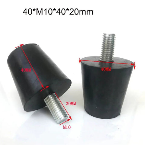 Rubber Shock Isolator Studs 1 Pack Black Adjustable Feet Pads with M10 screws, 40mm x 20mm shown in detail.