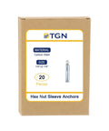 1/4 Inch Hex Nut Sleeve Anchors, 2-1/4 Inch Length, 20 Pack for Concrete Dry Brick and Block Walls, Carbon Steel Silver Finish packaging