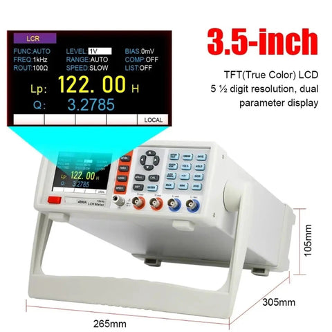 4090B Digital LCR Meter Desktop Tester Measures Capacitance Resistance Inductance Impedance With 3.5 Inch TFT Screen Remote Control.