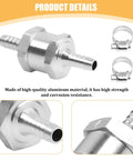Close-up of Two Piece One Way Check Valve With Mounting Clamps Rock Solid Aluminum Alloy Flow Regulator for gas and oil lines.