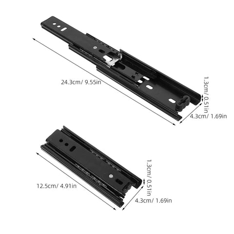 Full Extension Drawer Slides Three Section Bottom Mount Cabinets Runners Quiet Silent Operation Ball Bearing Steel