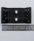 Heavy Duty Corner Bracket Set of 4 for Tables and Furniture Built Tough From Thick Steel Zinc Plated next to ruler for scale