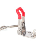 Heavy Duty Toggle Clamp Latch Adjustable Stainless Steel Draw Catch With 450 Pound Capacity showing red handle and stainless steel build.