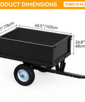 Beefy Heavy Duty Steel Dump Cart For ATVs And Tractors With Fold Down Side Panels 500 Lb Capacity Utility Trailer dimensions