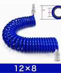 Top Shelf Pu Spring Air Hose Kit With Quick Connect Fittings For High Pressure Pneumatic Compressors Heavy Duty Snapback Retractable Coil Tubing 12mm blue polyurethane hose with quick connector