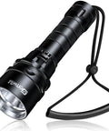 Beast Mode 2000 Lumen Scuba Diving Flashlight with XM-L2 LED, aluminum underwater dive torch with strap for night dives.