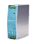 Ultra Slim 12V 10A DIN Rail Power Supply Beefy 120W Continuous Output Universal 90-264VAC Input High Efficiency Up To 88.5% Cabinet-Cooling Friendly Industrial Grade Protection Short-Circuit Overload Over-Voltage Over-Temp Constant Current, front view
