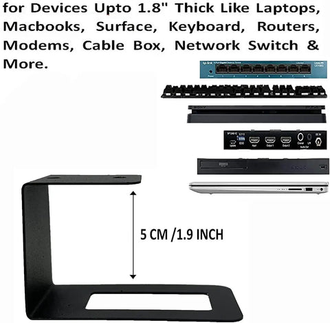 Under Desk Laptop Holder 3 Pack Mount Organizer Rack Storage Shelf For Keyboards Routers Modems Cable Boxes Heavy Duty Add On Rack, 5 cm height.