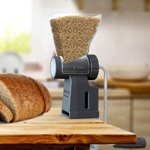 Hand Crank Grain Mill With Stainless Steel Burrs For Multi Grain Grinding Wheat Rice Oats Barley Rye Peppercorns And Spices Adjustable Coarseness From Cracked Grain To Fine Flour Durable Manual Wheat Flour Grinder For Fresh Baked Goods At Home