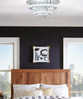 Crystal Chandeliers Modern Round Flush Mount LED Ceiling Light With K9 Crystals Chrome Finish in bedroom.