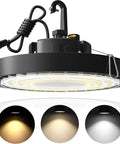 3 Color UFO LED High Bay Light 100W 3000K 4000K 5000K IP65 14,000 Lm 120 Degree Beam 5 Foot Cable With Plug