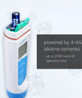 AI316 Premium 5 In 1 Pocket Tester Kit For PH EC TDS Salinity And Temperature With Waterproof Build Replaceable Multi Parameter Probe And Big Backlit LCD For Fast Accurate Readings. 4-AAA battery compartment