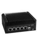 Hella Quiet Firewall Appliance Mini Pc With Intel J6413 Processor And Completely Fanless Build For Plug And Play Home Lab Networking 5 X 2.5GbE Ethernet Ports Opnsense Ready Barebone Rig Triple Screen Support And Badass Security Gateway rear view with 5 Ethernet ports.
