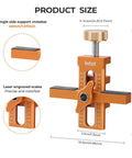 Pro Grade Aluminum Cabinet Door Alignment Jig For Frameless And Face Frame Install showing dimensions and precise laser engraving.
