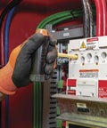 Person using Long Ball End Hex Key Wrench Set With T Handle, 22 Piece SAE And Metric, on electrical panel