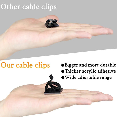 Adjustable Cable Management Clips Set 50 Pack Adhesive Wire Clips For TV PC Ethernet Under Desk Use Wall Mount Cord Organizer And Holder Durable Sticky Cable Clips For Home Office