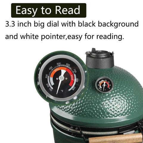 Upgrade Replacement Thermometer For Big Green Egg Grill With 3.3 Inch Large Dial Temperature Gauge 150 To 900 Fahrenheit