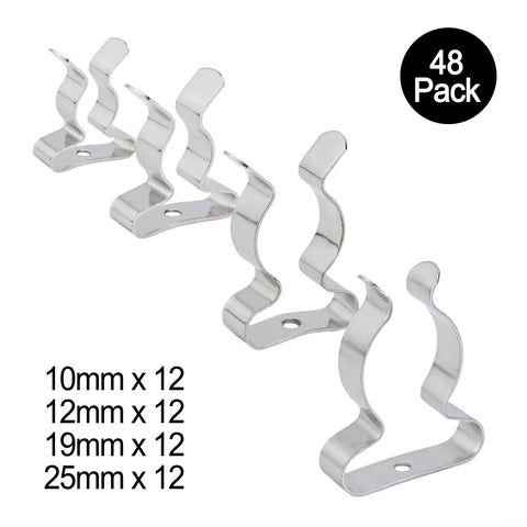 Top Notch 48 Pc Manganese Steel Spring Terry Clips Kit For Garage Storage Brakes Rakes And Heavy Duty Tools Assorted 10Mm 12Mm 19Mm 25Mm Sizes, 48 pack clips