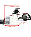 Garage Beast Variable Speed Belt Sander And Metal Polisher With A Wide 72 To 82 Inch Sanding Belt And 3 Grinding Wheels Paired With A Rock Solid Base 110V side view with measurements of 41.33in x 19.68in x 7.87in.