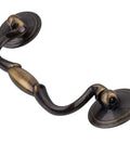 Antique Satin Brass Drawer Bail Pull Handle With Four And A Half Inch Center To Center And Five And Three Quarter Inch Pull Length Die Cast Zinc Cabinet Hardware For Antique Cabinets Desks And Cupboards Reproduction