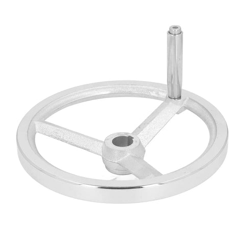Rotary Handwheel 250mm Diameter Cast Iron Chrome Plated with 3 Spoked Revolving Handle for Lathe Milling Machine Grinder