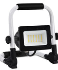 Portable 3000 Lumen LED work light with adjustable stand and switch, foldable design for garage, workshop, and job site use