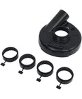 Universal 9 Inch Angle Grinder Cover With Heavy Duty Tough As Nails Debris Extraction Shroud and securing rings for stable attachment.