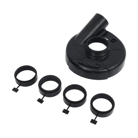 Universal 9 Inch Angle Grinder Cover With Heavy Duty Tough As Nails Debris Extraction Shroud and securing rings for stable attachment.
