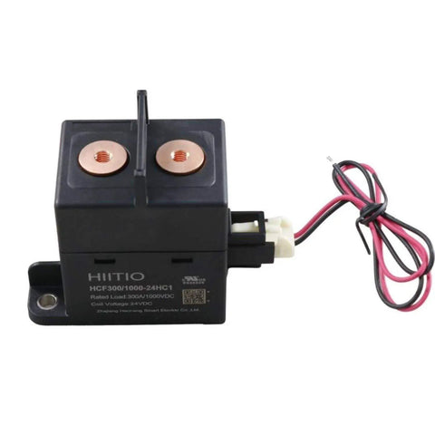 Heavy Duty High Voltage DC Contactor Built Tough With Ceramic Seals Goes Hard Against Heat While Running Like Butter For ESS EV Chargers Solar And Grid Jobs Using 24V Coil UL Listed, showcasing terminals and wiring.