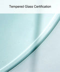 Close-up of beveled edge on Tempered Glass Lazy Susan Turntable Round Clear Dining Tray, 100cm diameter, certification visible.