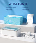 47KHz Ultrasonic Jewelry Cleaner With Three Cleaning Modes 12 Oz Stainless Steel Tank Cleaner display with adapter and manual