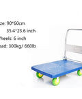 Heavy Duty Platform Hand Truck And Large Folding Push Cart With 660 Lb Weight Capacity And Smooth Rolling Four Wheel Trolley for easy loading.