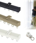 Heavy Duty Wall And Ceiling Mount Sliding Barn Door Track System Glides Like Butter For Bedroom Room Divider Setup Durable Aluminum Alloy Track and pulleys.