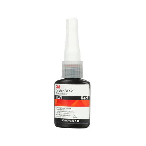 Red Thread Locker TL71 For Nuts And Bolts, 10 Milliliter Bottle, Vibration Resistant Locking Compound That Fills Threads To Prevent Loosening.