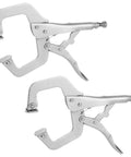 Two Pack 11 Inch Locking C Clamp Set, Heavy Duty Locking Pliers With Adjustable Jaws, Wide 3.4 Inch Opening, Metal Face Clamps