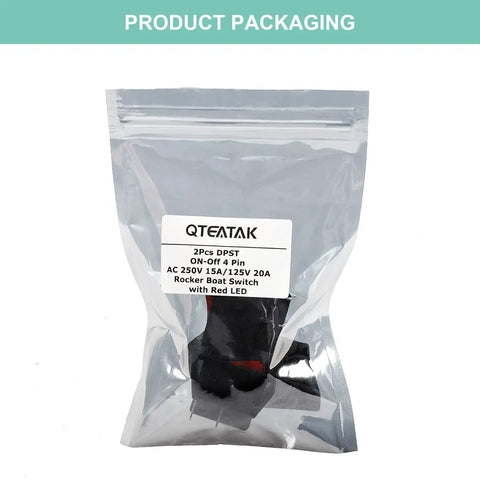 Two Pack DPST Four Pin Two Position On Off Boat Rocker Toggle Switches With Durable Nylon PA66 Housing Anti Corrosion And Anti Acid Easy Buckle Mounting For Marine Electrical Systems in sealed bag
