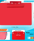 Horizontal Aluminum Clipboard With Secure Spring Clip, 12.6x9.25 inch, red, lightweight durable aluminum alloy, hangable.