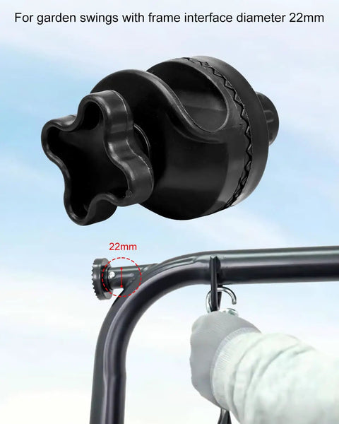 Durable Weatherproof Plastic Fittings Kit For Attaching Canopy Frame To Outdoor Swing Frame 2 Pack Plug And Play Setup shown in use