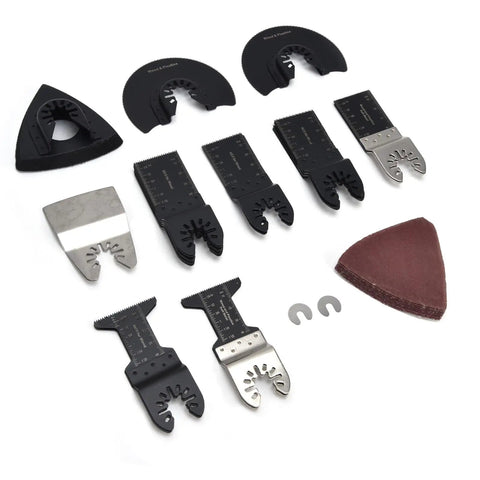 Workhorse Oscillating Saw Blades Kit For Multitool with high carbon steel blades, sandpaper, and accessories on white background