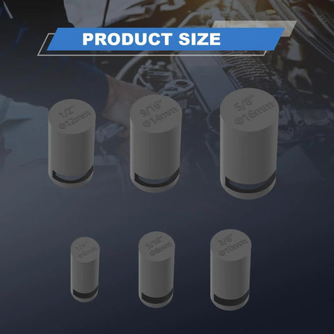 Pneumatic Pipe Removal Tool for 6mm, 8mm, 10mm, 12mm, 14mm, 16mm Lines with Quick Release Fits Volvo Truck and Kanala Parts size chart