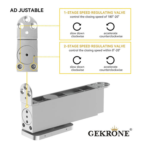 Self Closing Concealed Door Pivot Hinges Heavy Duty Spring Hydraulic System With 360 Degree Rotation Stainless Steel
