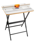 Rock Solid Router Table Kit With Powder Coated Steel Stand And Smooth Phenolic Plate crafted for precision routing on a sturdy frame.