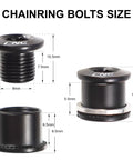 Dope Bike Chainring Bolts And Nuts Set For 2x And 3x Chainrings M8 Bolts And M8 Nuts T25 Steel Black Finish Five Pack Size Diagram