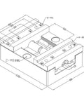 Technical drawing of Self-Centering CNC Vise Built Tough For Precise Clamping And Complex Profiles with dimensions labeled.