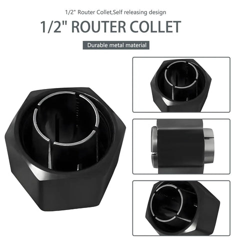 Two Size One Half Inch And One Quarter Inch Pro Grade Router Collet Set For Dewalt Bosch And Hitachi Routers, 1/2 Inch Detail