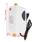 Top Shelf 3000 Watt Instant Hot Water Heater Featuring A Crisp LCD Display And Sturdy Wall Mount Bracket, side view with dimensions.